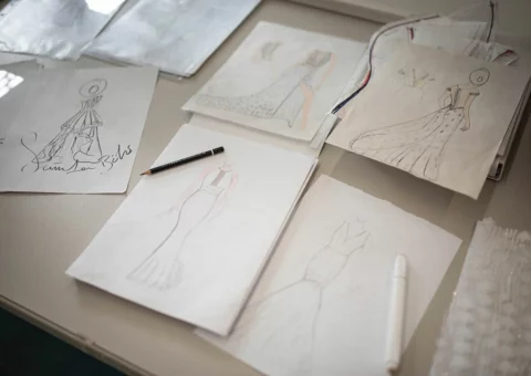 [:de]Ein Traumkleid wird lebendig! Nach einer Idee der Designerin entsteht der erste Entwurf in Form einer Zeichnung bis zur fertigen Modeskizze. Bei Semiha Bähr Couture kommt alles aus einer Hand - Made in Germany![:]